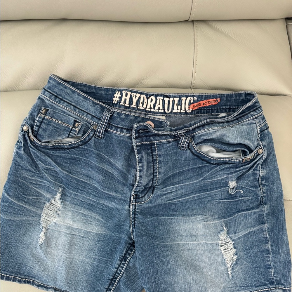 Hydraulic Women's Ripped Blue Jean Shorts